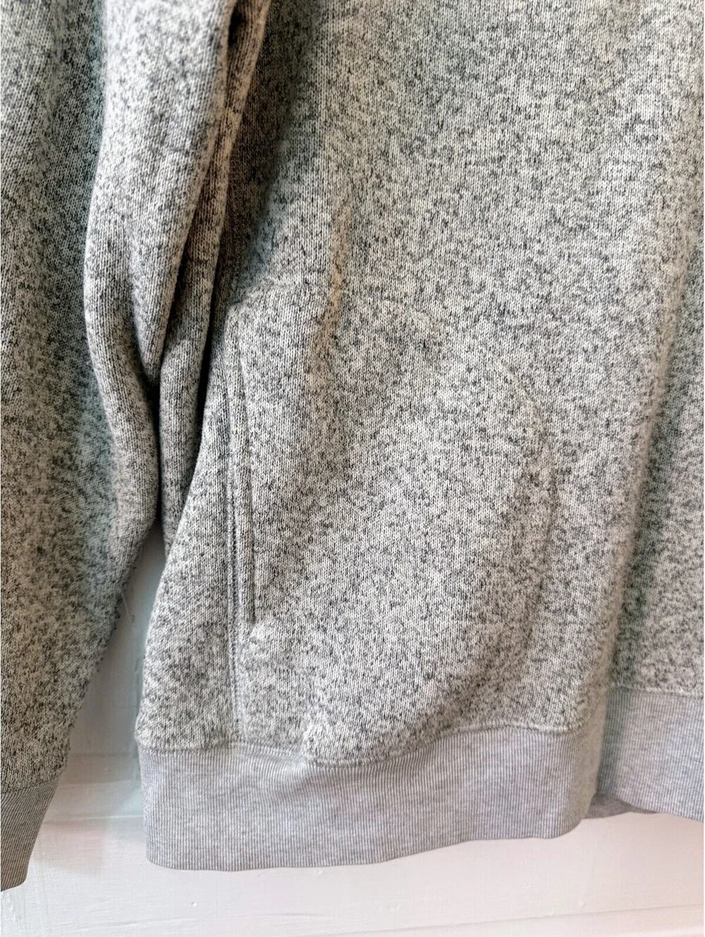 J.Crew Sweater Fleece Quarter Zip Pullover Mens Large Heather Gray Marbled